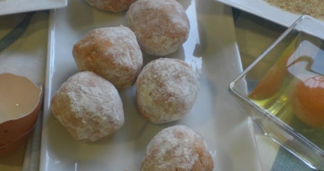 Bolitas de boniato y Pastel de chocolate