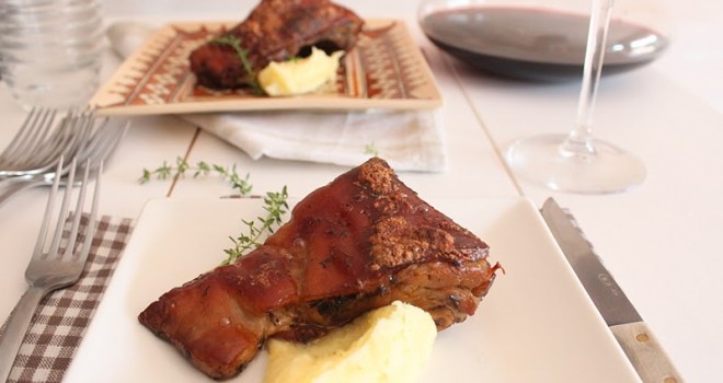 Cochinillo con patata «forquilla»