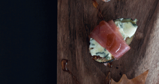 Involtini de higos con queso azul y jamón
