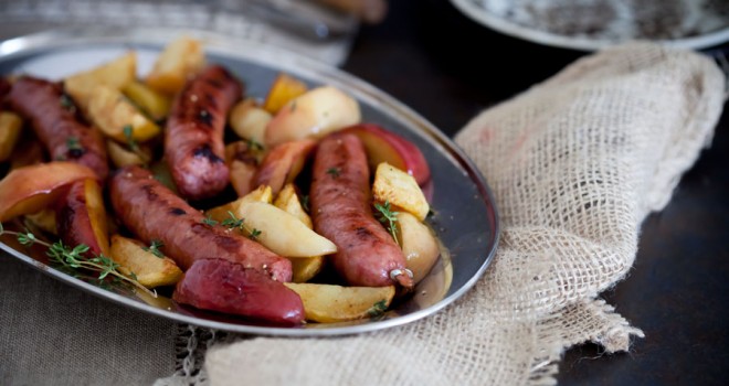 Longaniza de Graus con patatas y manzana