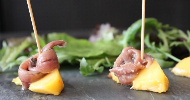 Pintxo de Nectarina con Anchoa y Cómo sobrevivir a las cercanías de Renfe