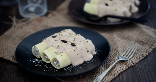 Canelones de ricota con crema de foie