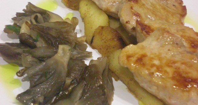 Solomillo de cerdo con manzana y setas