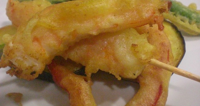 Tempura de verduras y gambas